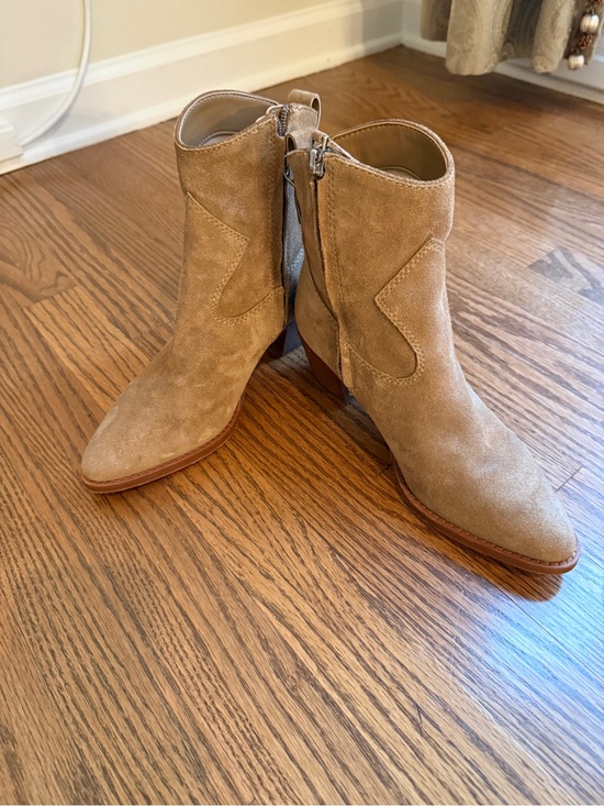 Ralph Lauren Shoes - Ralph Lauren Tan Suede Ankle Booties with Side Zip Size 6 - Harpher Suede Bootie